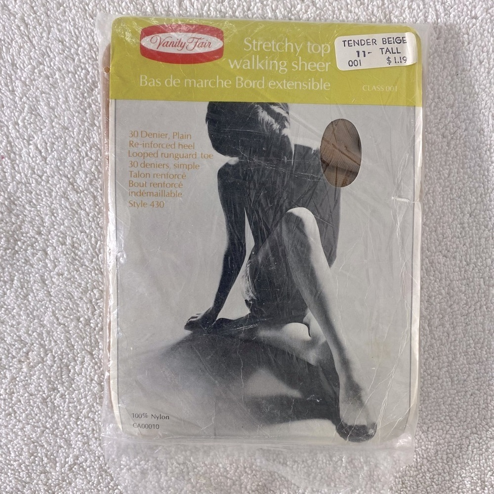 Vintage Vanity Fair Tender Beige Walking Sheer Pantyhose NWT